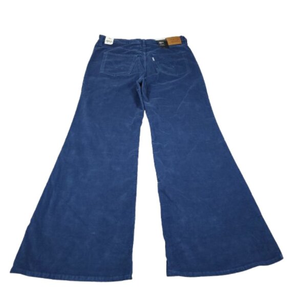 Levi's Premium Ribcage Bell Bottom Corduroy Jeans Wide Leg Blue Size 32 x 32 - Picture 3 of 12